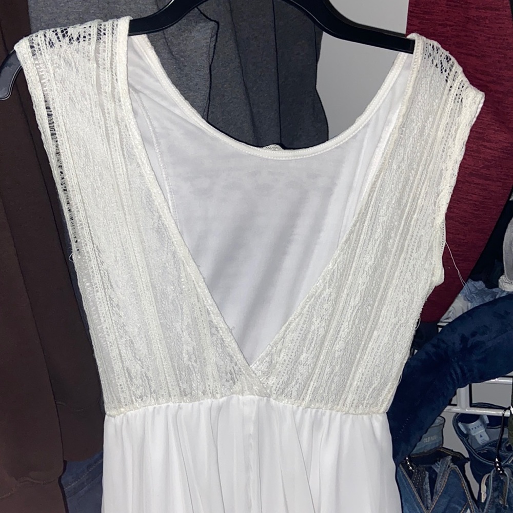 white open back dress
